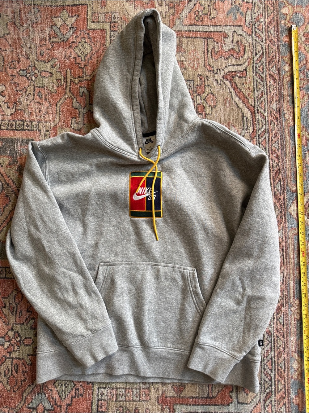 Nike Grey Hooded Pullover with Multicolor Logo Patch